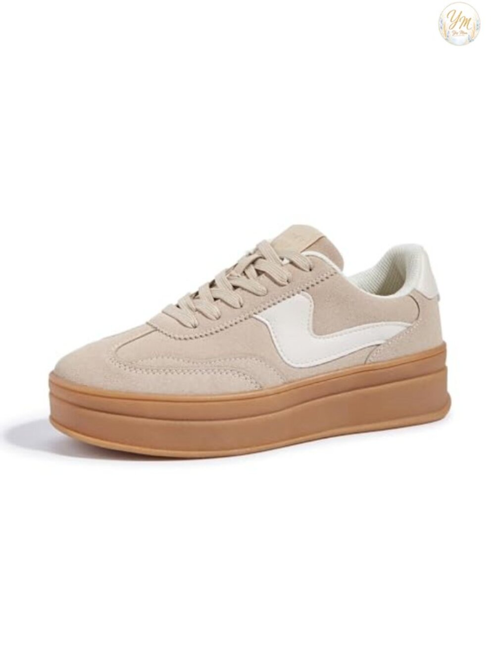 Women's Platform Sneakers Thick Sole Faux Leather Suede Lace-Up